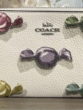 Coach White Pebbled Leather Candy-Print Wristlet